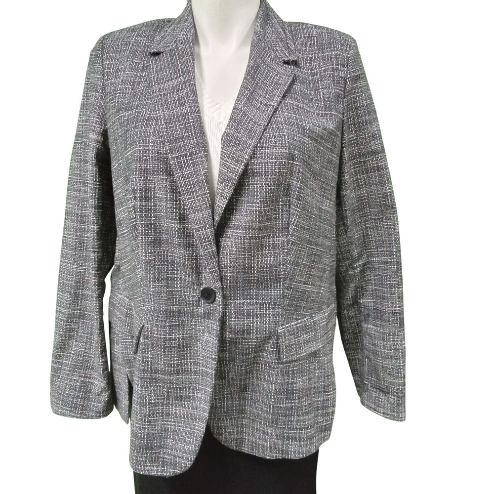 Lane Bryant Gray White Tweed Textured Single‎ Button Blazer Plus Size 22 NWT $90